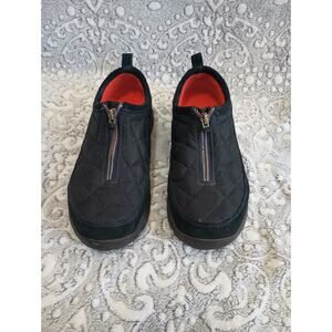 Navy Blue Lands End Weatherfield Quilted Zip Up Shoe Women's Size 8B